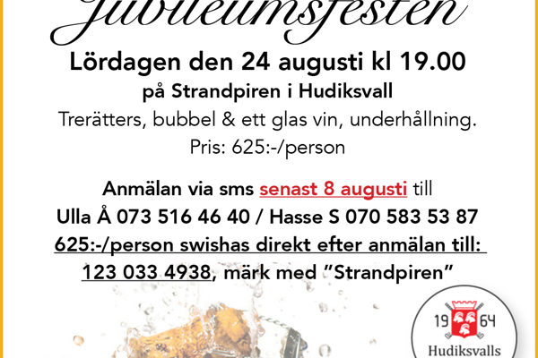 Kom ihåg och anmäl er till Jubileumsfesten!