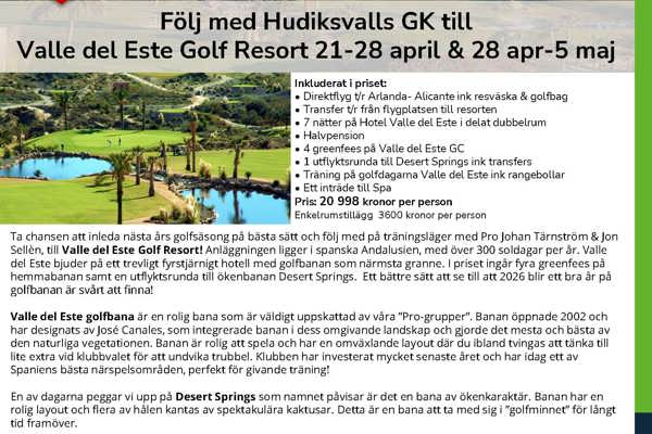 Klubbresa till Spanien våren 2026